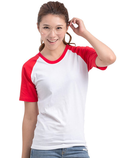 客製化T恤斜袖腰身-紅白<span>TCANG-A01-00216</span>示意圖