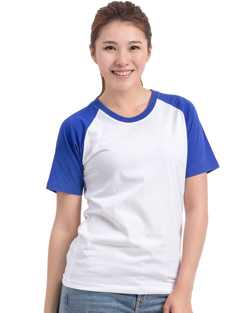 客製化T恤斜袖腰身-寶藍白<span>TCANG-A01-00217</span>示意圖