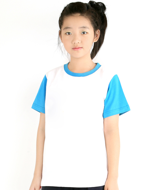 T恤訂製款運動風接袖童版-白水藍<span>tcank-a01-00079</span>示意圖