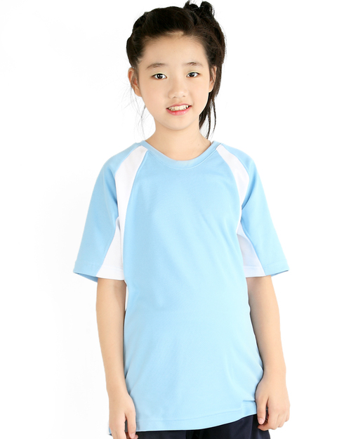 T恤訂製款運動風斜肩童版-水藍白<span>tcank-a01-00099</span>示意圖