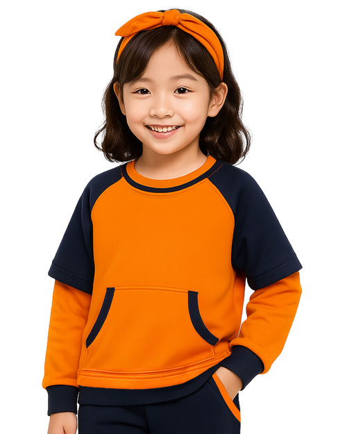 幼兒園運動服/幼兒園制服-橘配丈青<span>KINDER-W-B04</span>示意圖