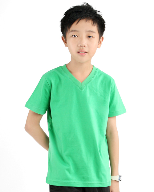 T恤訂製款v領素面童版-果綠<span>tcank-b01-00095</span>示意圖