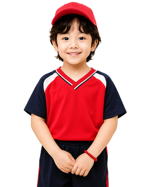 幼兒園運動服/幼兒園制服-紅丈青白<span>KINDER-S-A01</span>示意圖