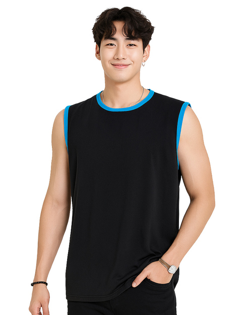 無袖背心訂製｜T恤版黑滾藍｜<span>TKCANB-A02-00001</span>示意圖