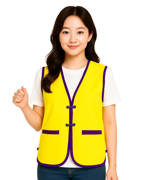 琶芭釦開袋背心｜訂製款-金黃滾紫｜<span>VCAN-B-01</span>示意圖