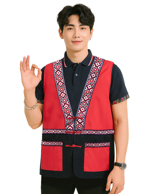 原住民圖騰背心訂製款紅 <span>VCAN-B-03</span>示意圖