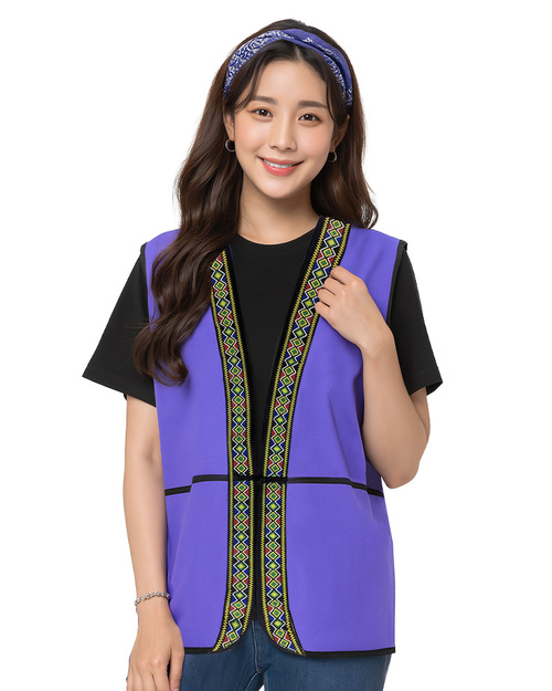 原住民圖騰背心-一字釦-紫色 <span>VCAN-B-11</span>示意圖