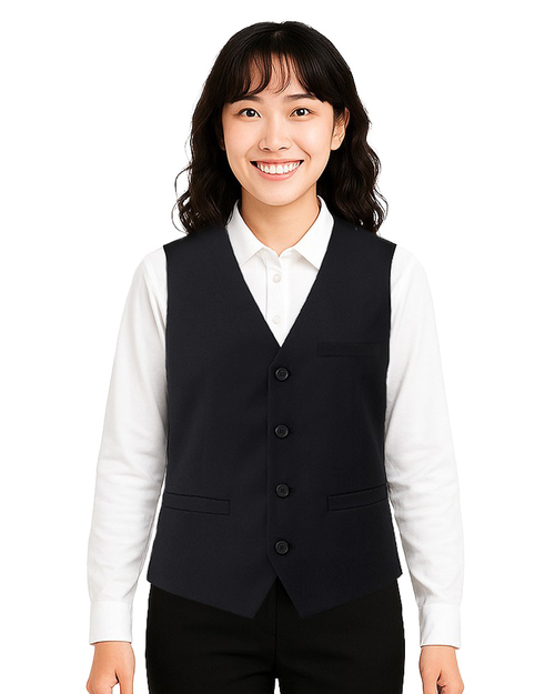 服務人員背心-平擺-釦子款黑 <span>VCAN-C-10</span>示意圖