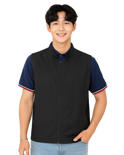 休閒背心選舉背心｜小立領 加內裡｜訂製款-黑｜<span>VCAN-D-12</span>示意圖