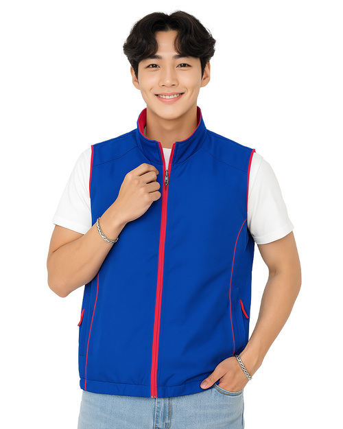 休閒背心選舉背心｜加內裡 訂製款｜立領寶藍出芽紅｜<span>VCAN-D-13</span>示意圖