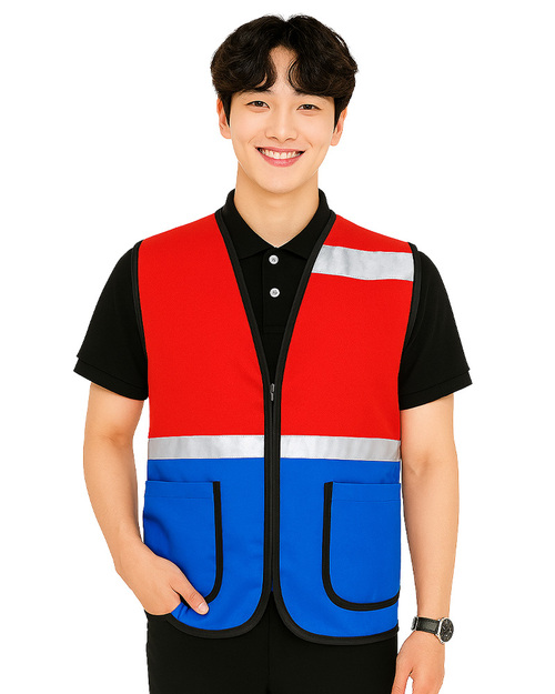 反光背心訂製款-紅配寶藍  <span>VCAN-REF-01A</span>示意圖