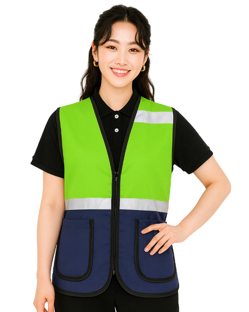 反光背心訂製款-螢光綠配丈青  <span>VCAN-REF-01C</span>示意圖