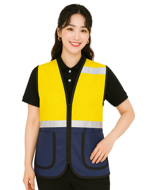 反光背心訂製款-黃配丈青  <span>VCAN-REF-01D</span>示意圖