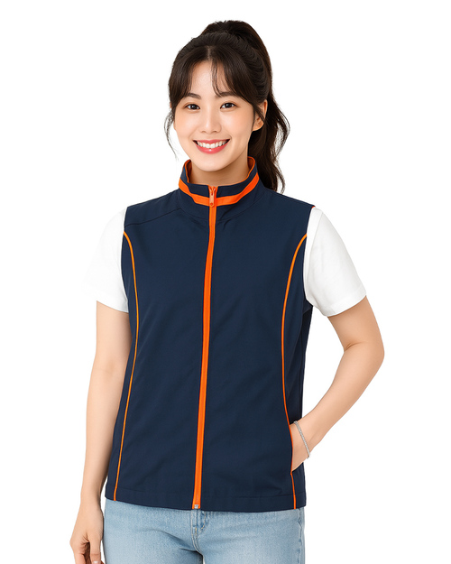 休閒背心選舉背心｜加內裡 訂製款｜丈青配桔｜<span>VEST-A01-A</span>示意圖
