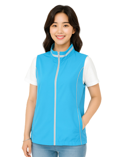 休閒背心選舉背心｜加內裡 訂製款｜翠藍配灰｜<span>VEST-A01-B</span>示意圖