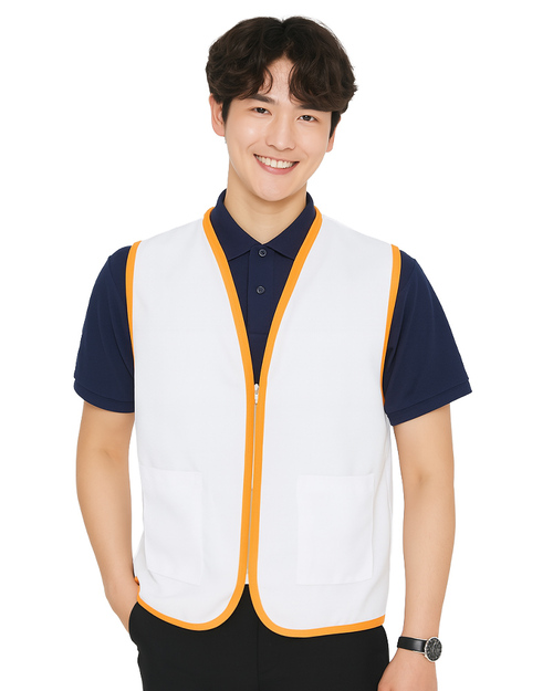 活動背心訂製｜拉鍊款｜白滾橘｜<span>VUI-C-01</span>示意圖