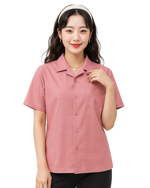 工作服 短袖｜翻領國民領｜訂製 粉桔｜<span>WORK-Aa01</span>示意圖