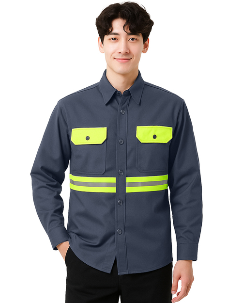 工作服｜反光條｜長袖訂製-深灰｜<span>WORK-B10</span>示意圖