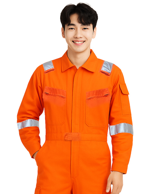 連身工作服長袖訂製-橘色<span>WORKC-A01</span>示意圖