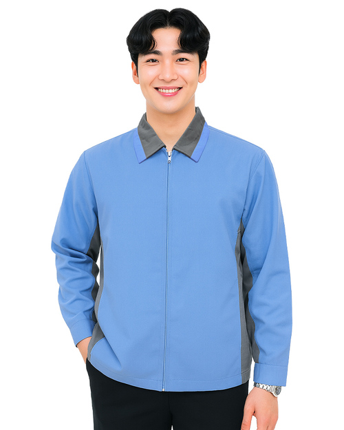 工作外套訂製｜反光條｜水藍配灰｜<span>WORK-C11</span>示意圖