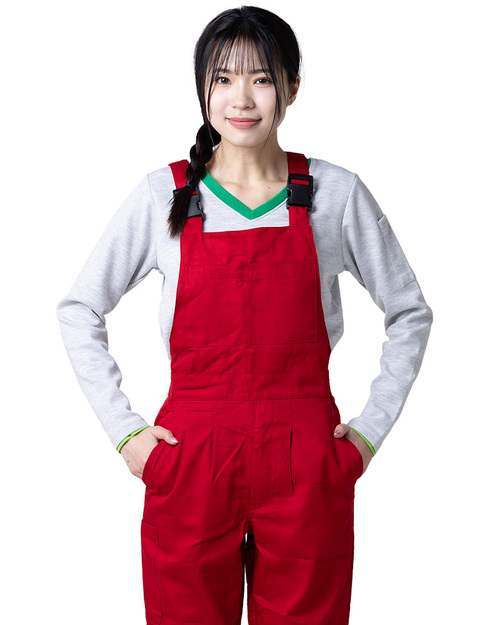 連身吊帶褲訂製-紅色<span>WORKV-A01</span>示意圖