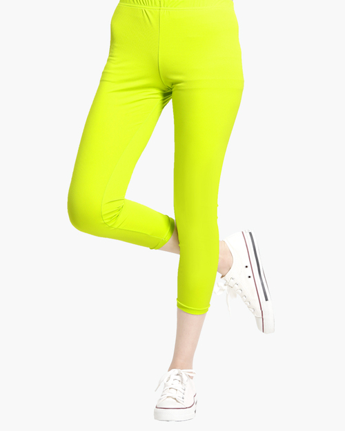 抗UV 纖柔內搭 八分褲 女 螢光綠示意圖
