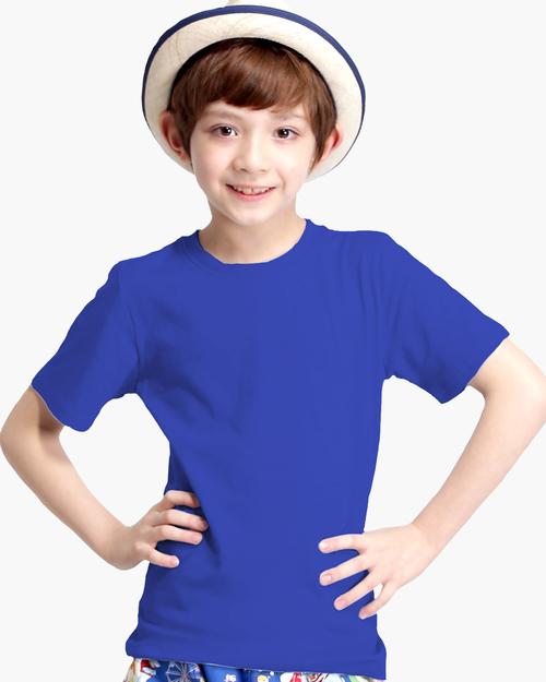 T恤/純綿素T圓領短袖/童寶藍示意圖