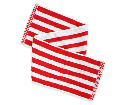 條紋運動毛巾 紅條紋示意圖