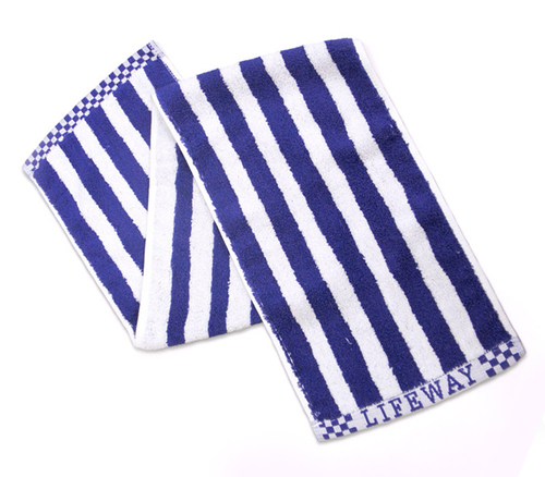 條紋運動毛巾 寶藍條紋示意圖