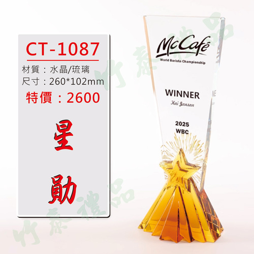 水晶琉璃獎座示意圖