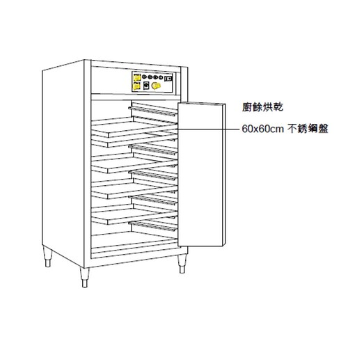 十層插盤式烘乾櫃示意圖