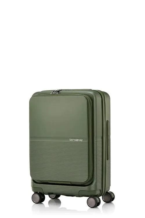 samsonite FLATFORM 松針綠20吋可擴充四輪登機箱示意圖