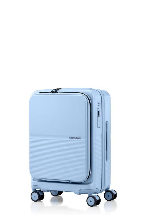 samsonite FLATFORM 迷霧藍20吋可擴充四輪登機箱示意圖