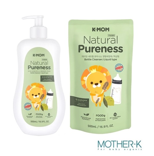 韓國K-MOM 有機植萃蔬果奶瓶清洗液-（瓶裝1+補充包1）-500ml示意圖