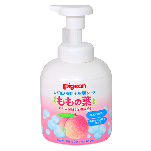 日本《Pigeon 貝親》桃葉泡沫沐浴乳(瓶裝) 450ml示意圖