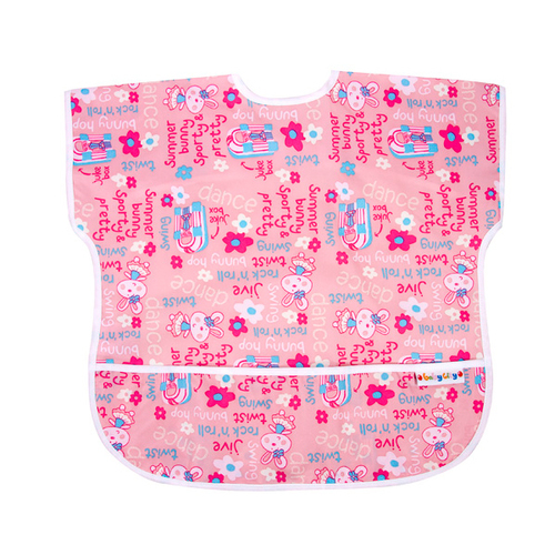 Baby City 防水短袖圍兜-粉色兔子(1-3歲)示意圖