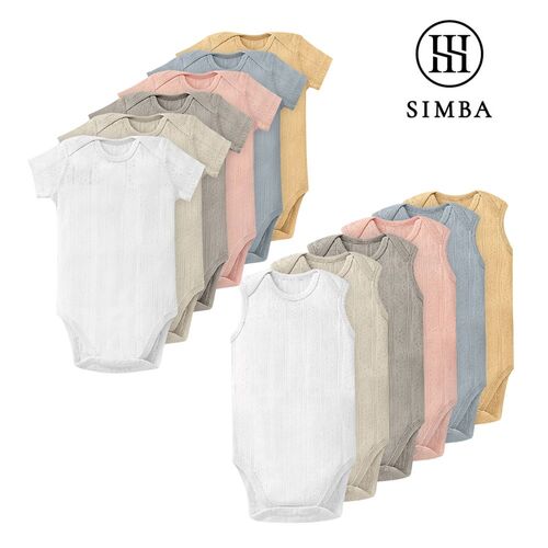 Simba小獅王辛巴 Air Upper 透氣棉圓領包屁衣80cm(短袖/無袖)｜包屁衣｜寶寶內著｜寶寶衣服｜連身裝示意圖