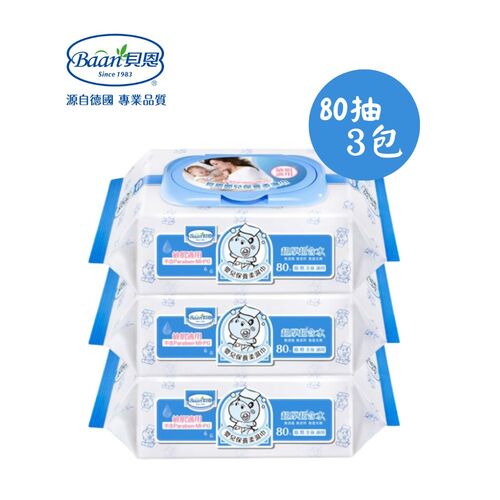 Baan貝恩 - 全新配方 嬰兒保養柔濕巾/80pcs/3入  濕紙巾示意圖