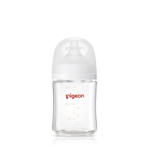 Pigeon貝親第三代母乳實感玻璃奶瓶160ml純淨白示意圖
