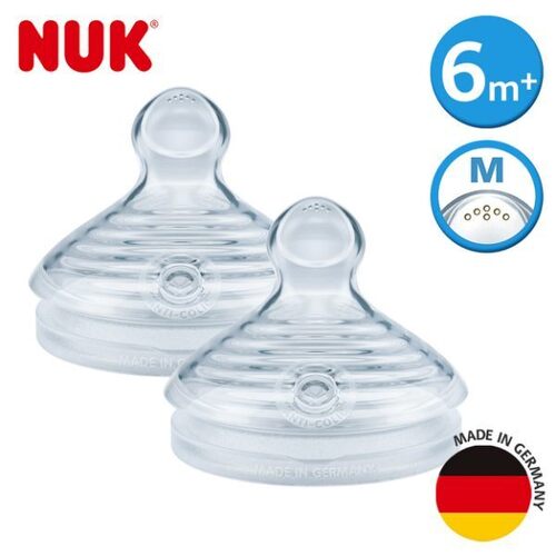 德國 NUK NATURE SENSE自然母感矽膠奶嘴-一般型2號中圓洞-2入示意圖