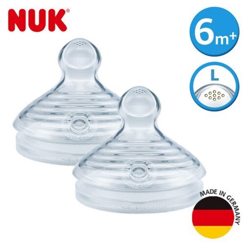 德國 NUK NATURE SENSE自然母感矽膠奶嘴-一般型3號大圓洞-2入示意圖