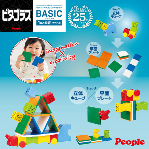 日本 People 益智磁性積木BASIC系列 - 1歲的積木組合示意圖