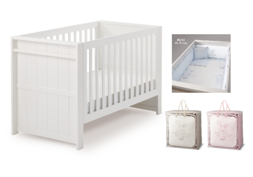 BeBe Deluxe 嬰兒大床-純淨白+彈簧墊+歐式寢具組示意圖