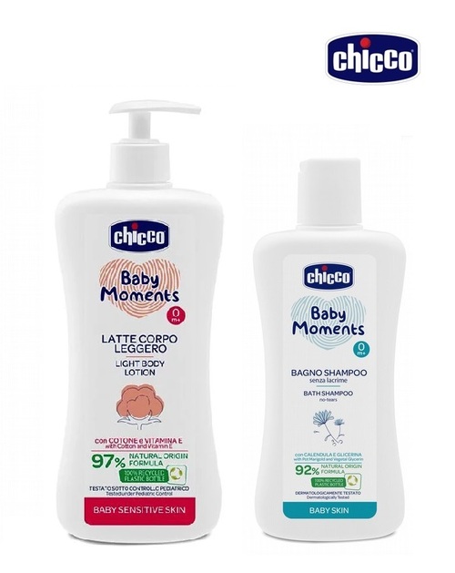 Chicco敏弱肌寶貝嬰兒清透潤膚乳液500ml+植萃洗髮沐浴200ml示意圖