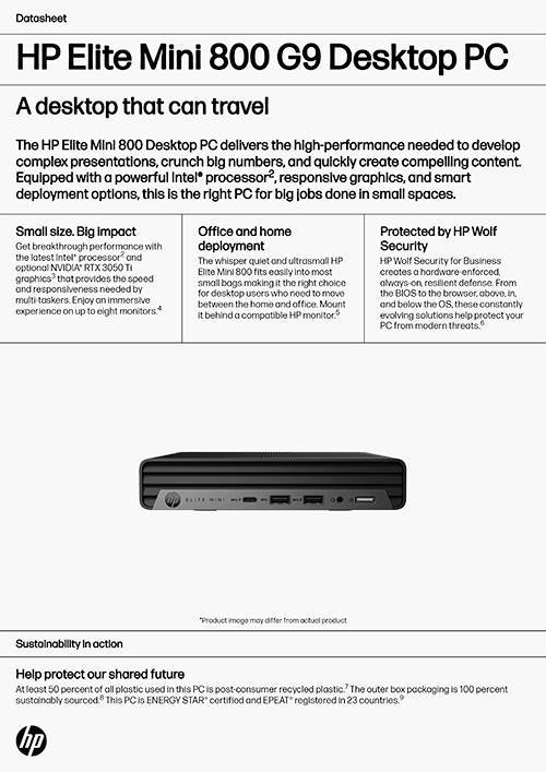 HP Elite Mini 800 G9 Desktop PC示意圖