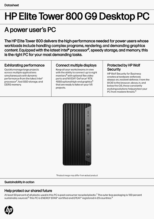 HP Elite Tower 800 G9 Desktop PC示意圖