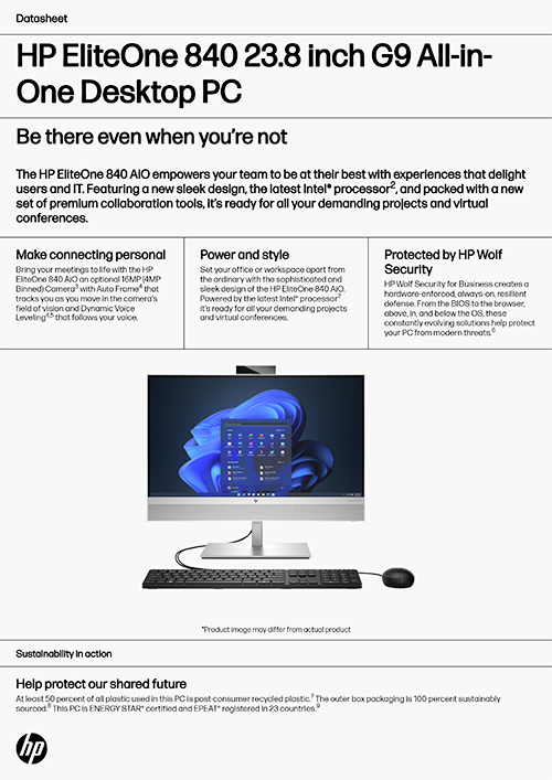 HP EliteOne 840 23.8 inch G9 All-in-One Desktop PC示意圖