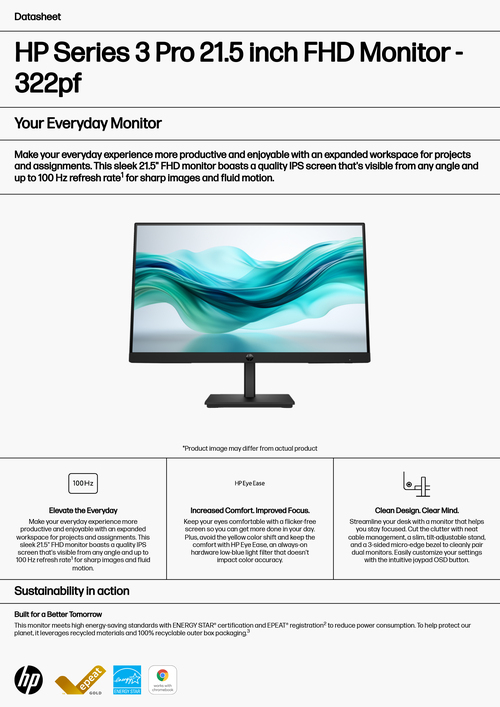 HP Series 3 Pro 21.5 inch FHD Monitor - 322pf示意圖