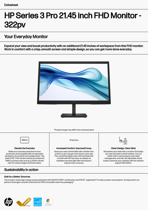 HP Series 3 Pro 21.45 inch FHD Monitor - 322pv示意圖