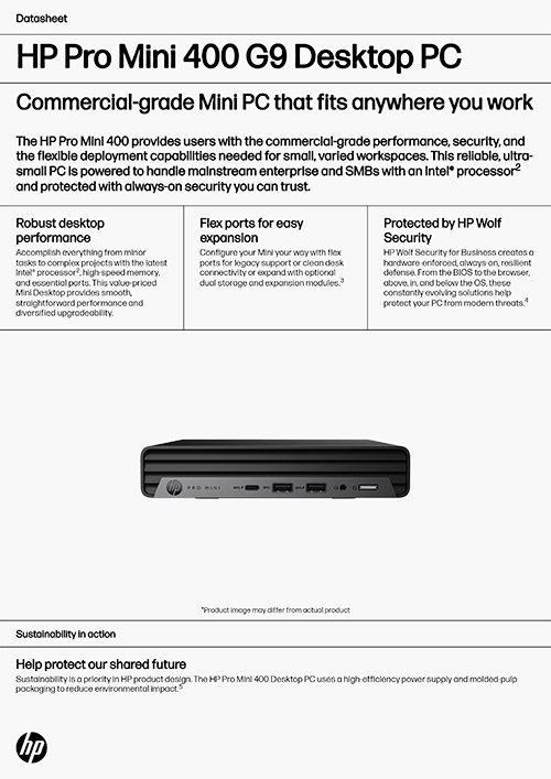 HP Pro Mini 400 G9 Desktop PC示意圖